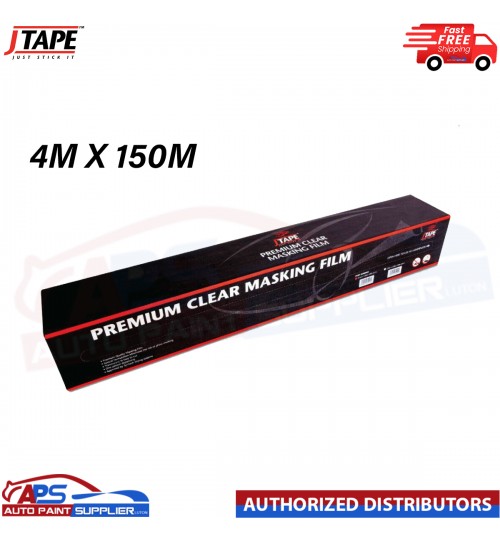 J TAPE MASKING FILM SHEETING PREMIUM PLASTIC CLEAR CAR ROLL 4M X 150M